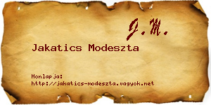 Jakatics Modeszta névjegykártya